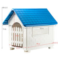 Casa para perros interior y exterior: cubierta extraíble a prueba de lluvia, perrera de plástico para perros medianos/grandes, refugio impermeable y resistente al viento