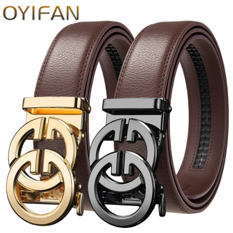 Cinturón de marca de lujo para hombre, cinturón de cuero genuino de alta calidad, cinturón automático para hombre, cinturón informal de negocios para hombre