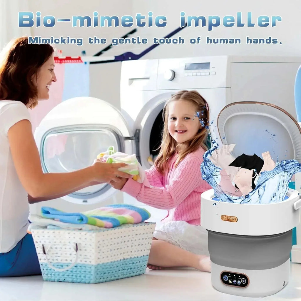 Mini lavadora portátil para ropa interior, pantalones y calcetines, cesta giratoria plegable de alta capacidad de 15L con tubo de drenaje oculto