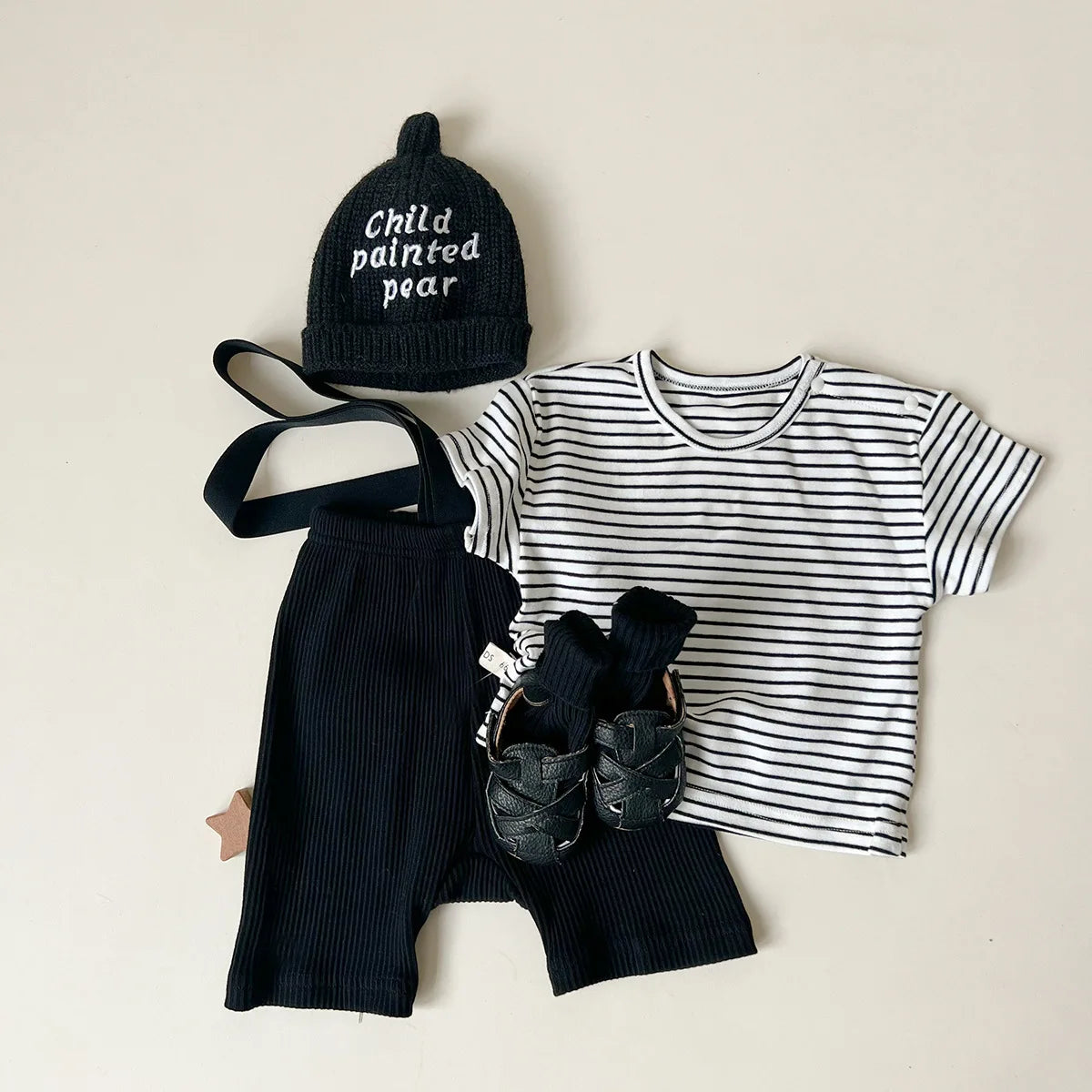 Conjunto de ropa UNITIM coreano de verano para bebés, camisetas de manga corta de algodón con tirantes, pantalones cortos finos, trajes para niños pequeños, 2 uds.