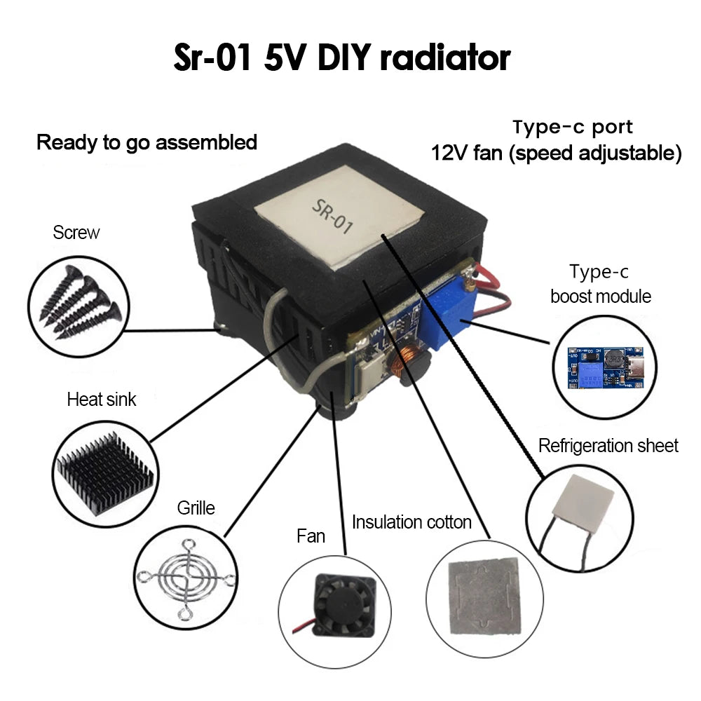 SR-01 5V DIY enfriador de radiador de teléfono móvil placa de refrigeración Semiconductor tableta silenciosa artefacto de disipación de calor de ordenador