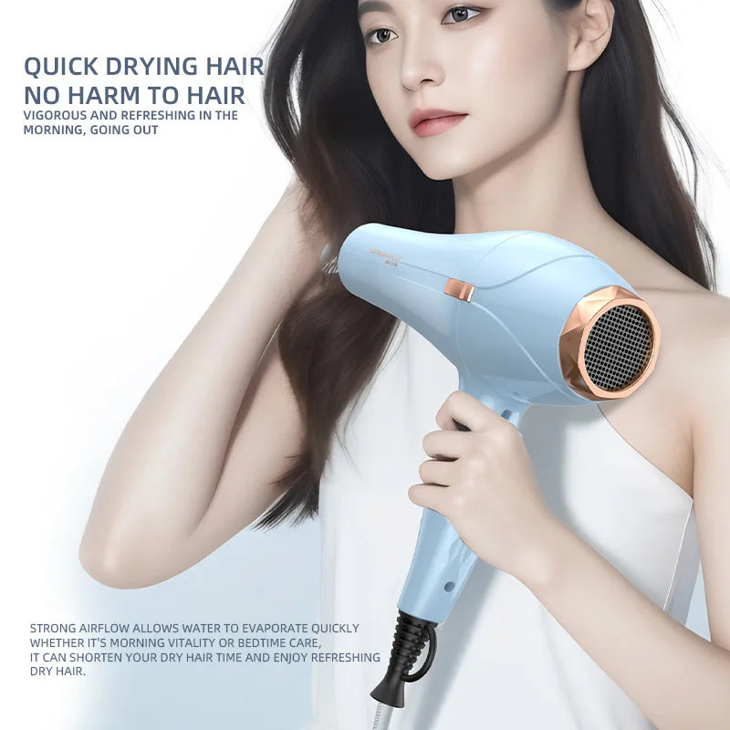 Secador de Pelo de Secado Rápido en 11 Segundos con Núcleo de Cobre Puro, Cuidado del Cabello con Iones Negativos y Luz Azul de Alta Velocidad, Secador de Pelo Profesional para el Hogar