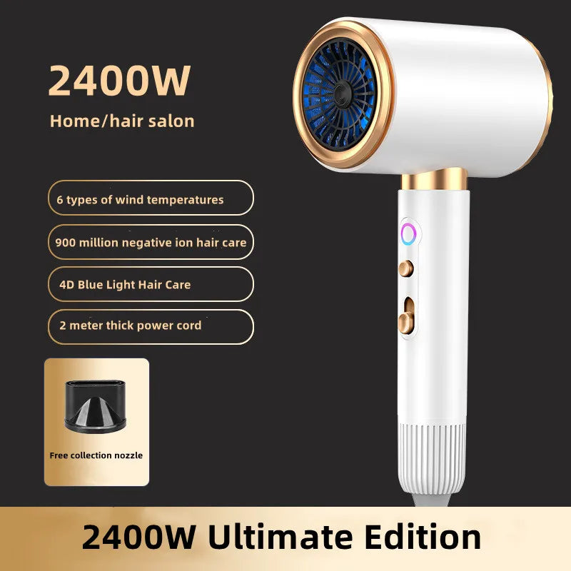 Secador de pelo de alta velocidad, venta directa del fabricante, 2400w, iones negativos de alta potencia, luz azul, cuidado del cabello, peluquería en casa, Drye