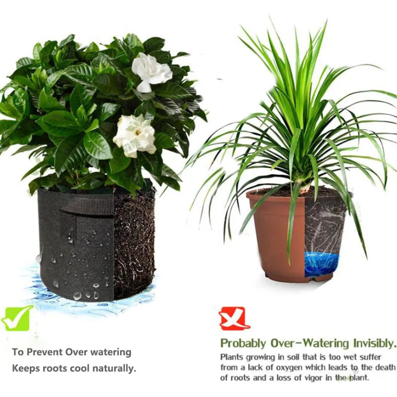 Bolsas de cultivo de verduras/Flores/plantas, 1/2/3/5/7/10/12 galones, bolsas de cultivo gruesas no tejidas, macetas de tela de aireación con asas, 1-5 piezas