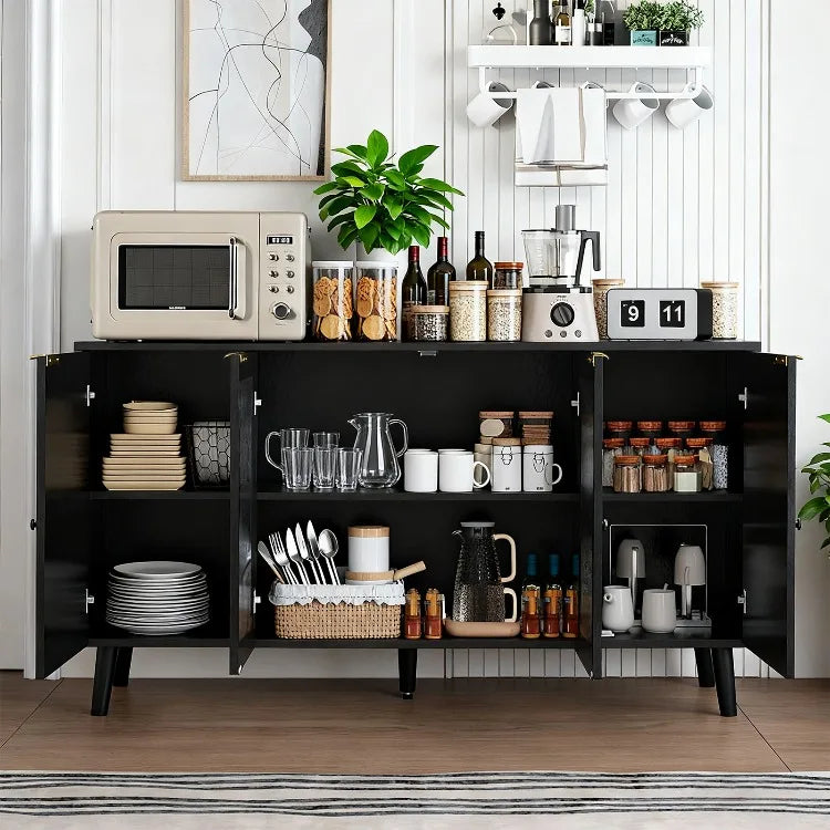 Mueble Grande para Cafetería con Cajones para Almacenamiento de Vino, Aparador Acanalado, Mueble Geométrico para Comedor, Cocina, Hogar, Sala de Estar
