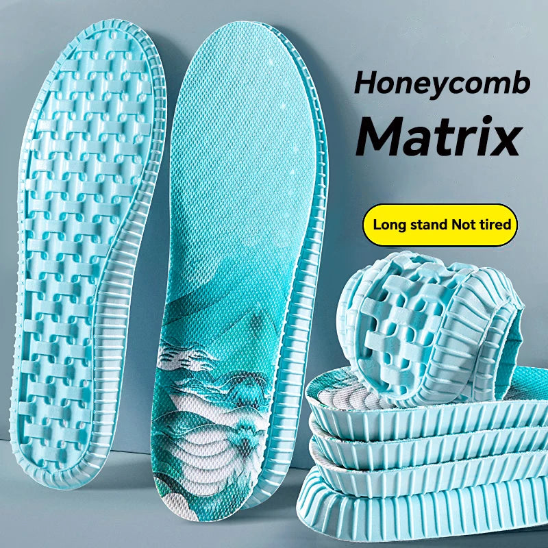 1 par de plantillas deportivas para hombres y mujeres, suaves, elásticas, antiolor, transpirables, absorbentes de golpes, para el cuidado de los pies, plantillas suaves y cómodas