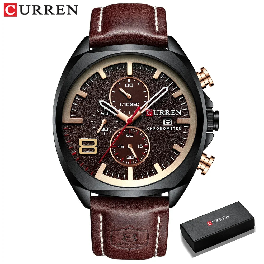 Reloj CURREN para hombre, reloj de pulsera de lujo, relojes de pulsera de cuarzo, relojes de cuero de moda estilo Punk para hombre, reloj Masculino