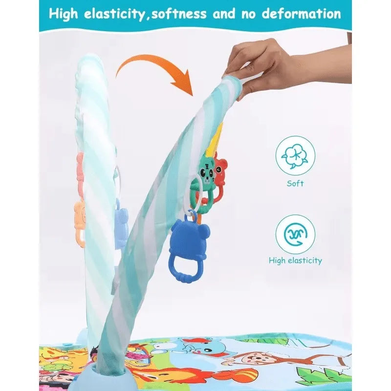 Alfombra musical de piano para bebés, gimnasio de actividades, teclado musical, tapete de juego para gatear, juguetes educativos tempranos para bebés recién nacidos de 0 a 36 meses