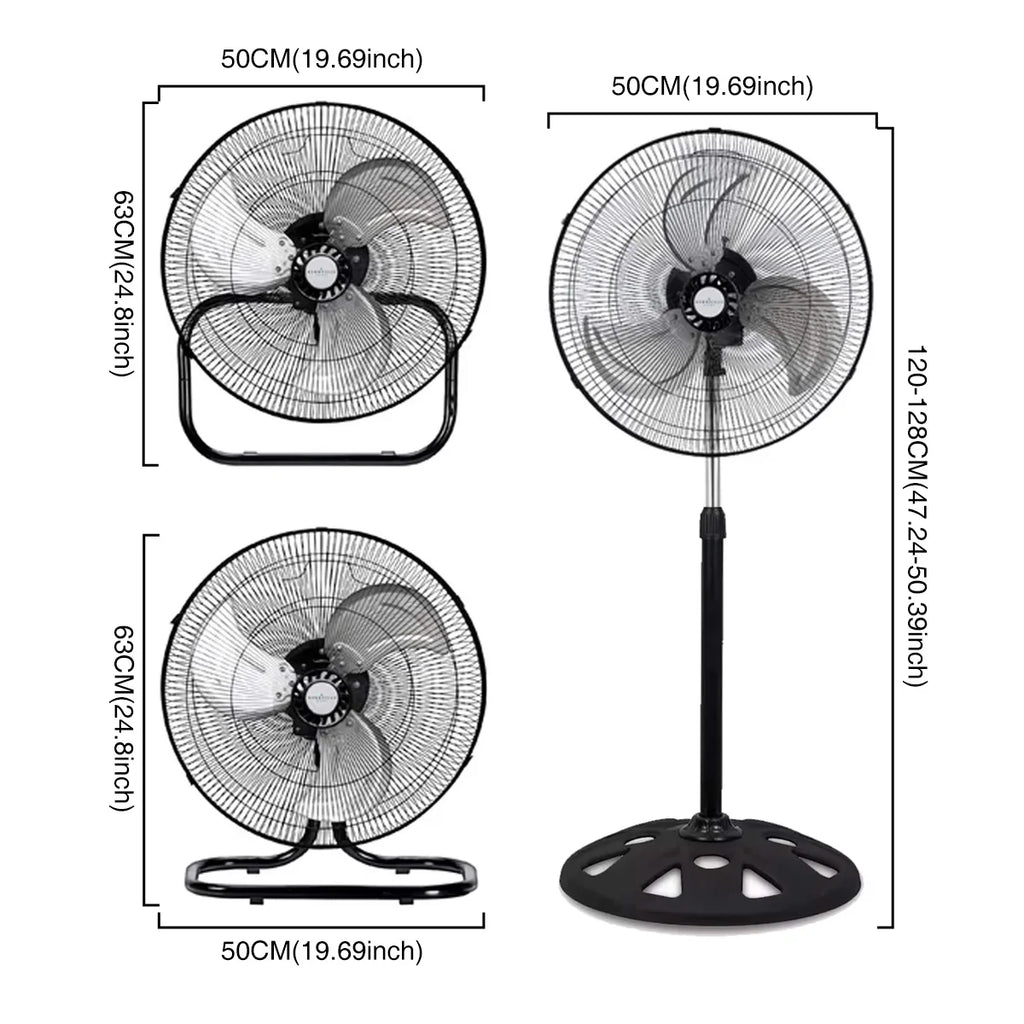 Ventilador Negro 3 en 1 con 3 Aspas Metálicas, 18 Velocidades, Oscilación y Velocidad Regular   Ventilador Silencioso de Bajo Consumo con Temporizador y Programación Ajustable