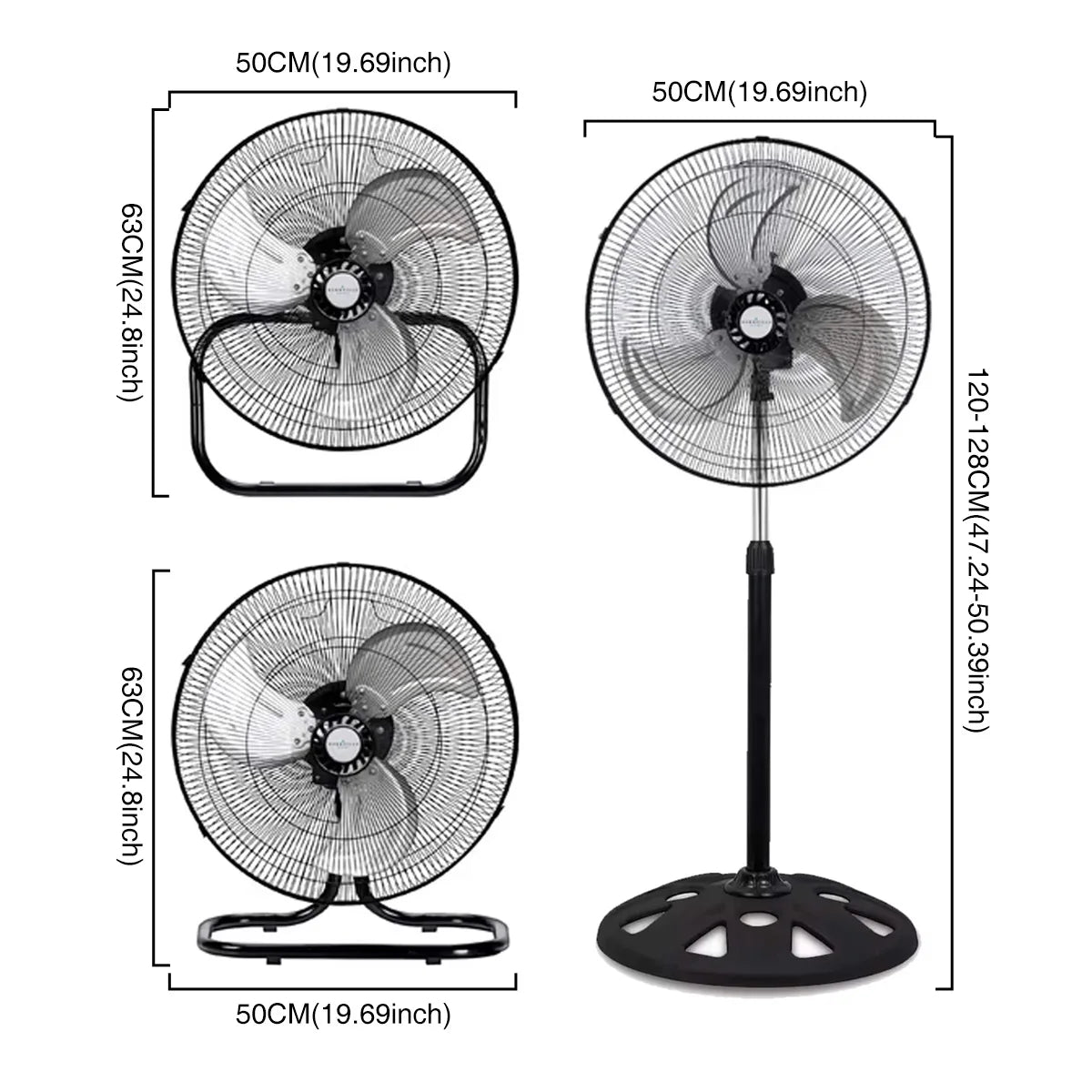Ventilador Negro 3 en 1 con 3 Aspas Metálicas, 18 Velocidades, Oscilación y Velocidad Regular   Ventilador Silencioso de Bajo Consumo con Temporizador y Programación Ajustable