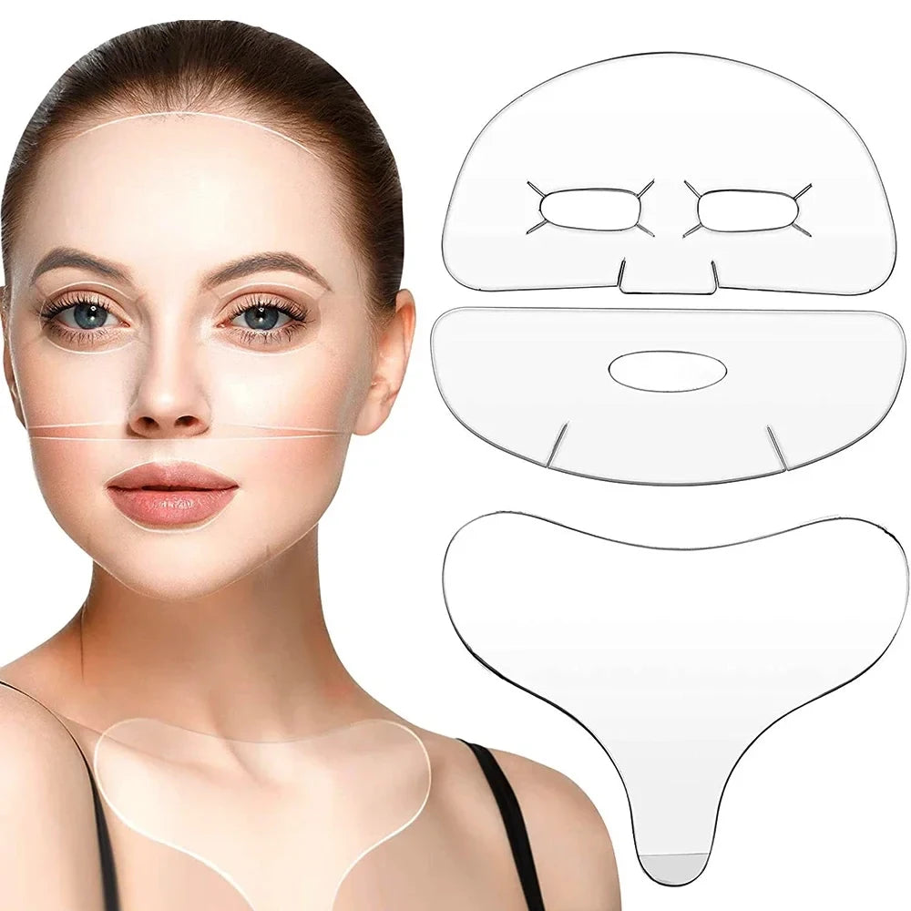 Parches de silicona 2 en 1 para la cara y el cuello, antiarrugas, para suavizar la piel del rostro y el pecho, herramientas para el cuidado de la piel.