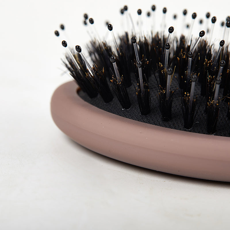 Mini cepillo ovalado portátil de cerdas de jabalí, peine de masaje para el cuero cabelludo, herramienta de peinado para el cuidado del cabello, 1 piezas