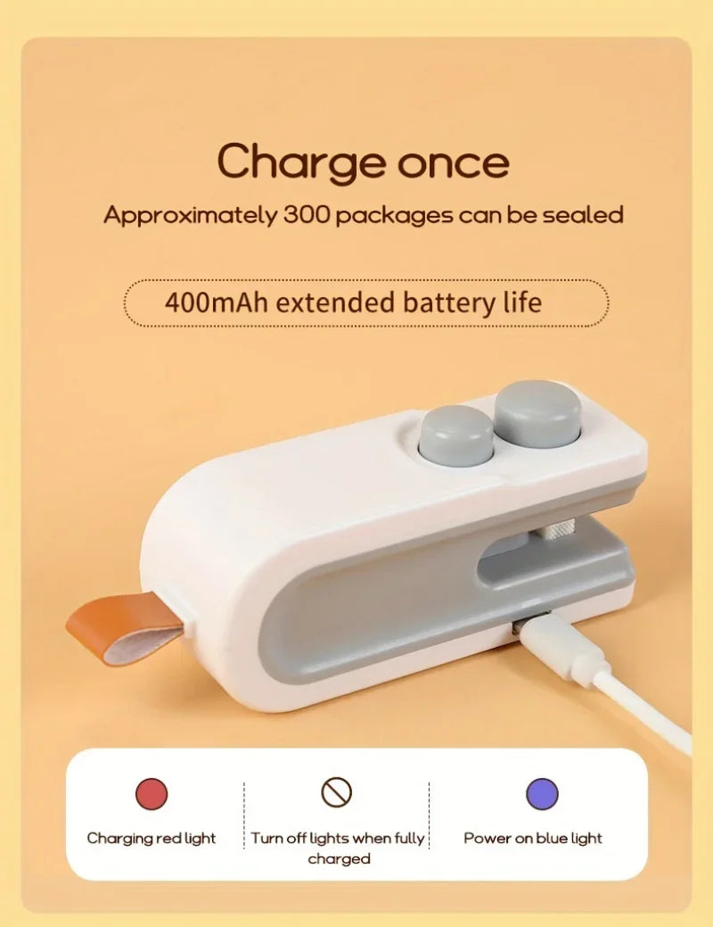 Selladora de Bolsas Eléctrica con Calor, Carga USB, Atracción Magnética, 2 en 1, Sellado y Corte, Selladora de Bolsas de Plástico Portátil 2026