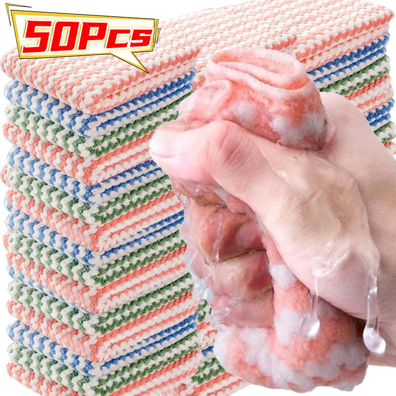Paños de vellón de Coral para cocina, superabsorbentes trapos de limpieza, almohadillas para fregar ventanas de vidrio, toalla de limpieza, 50 o 1 piezas