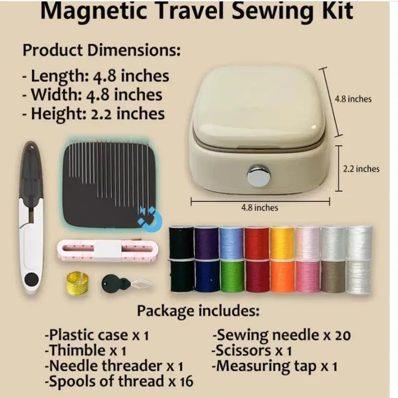 Mini kit de costura magnético, kit de aguja y hilo, suministros y accesorios de costura