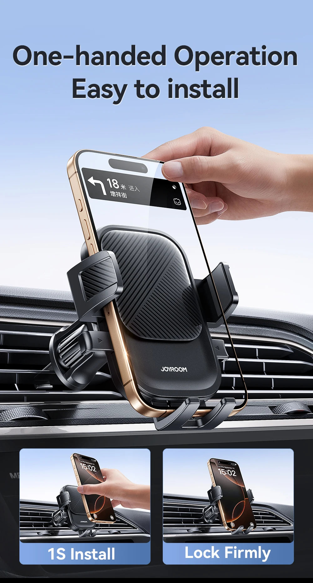 Joyroom Soporte para teléfono para automóvil 360 °   Soporte para teléfono con rotación de ventilación de aire para coche, soporte Universal para teléfono móvil manos libres para teléfonos de 4,7-6,9 pulgadas