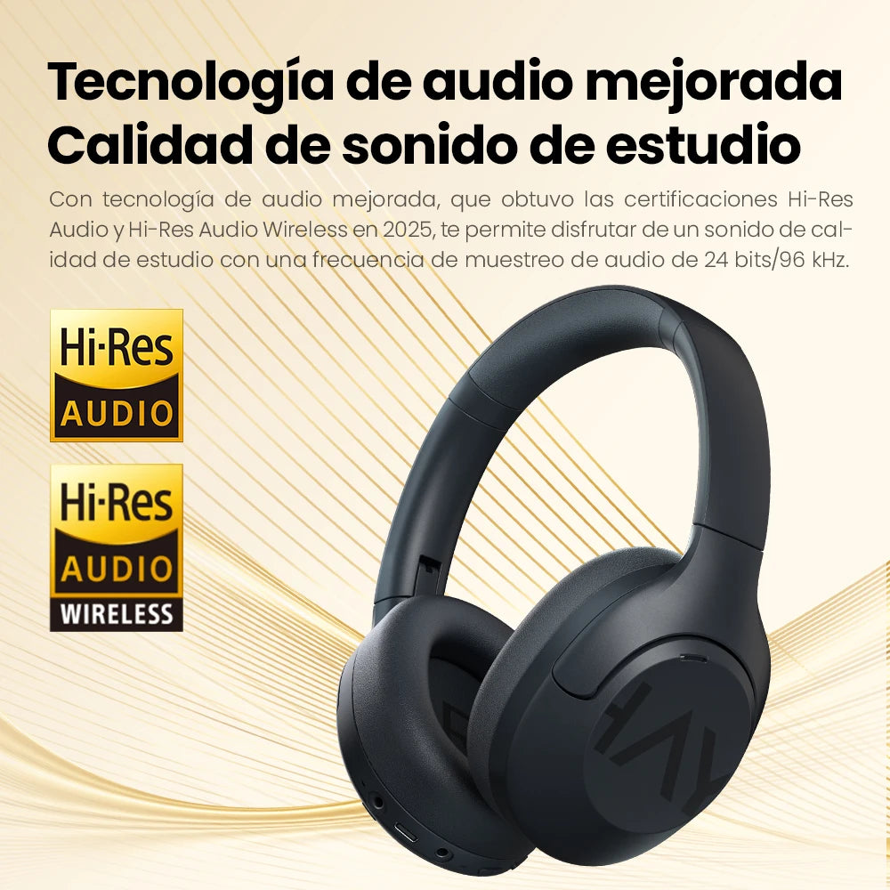 HAYLOU S30 Auriculares Inalámbricos Bluetooth 5.4 43dB Auriculares Adaptativos con Cancelación de Ruido 40mm Driver 80H Playtime