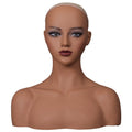 Cabeza de peluca femenina, maniquí de piel marrón claro, maquillaje realista, cabeza de maniquí, soporte para peluca, 1,8 kg/unidad, cabeza simulada de relleno de espuma para pelucas
