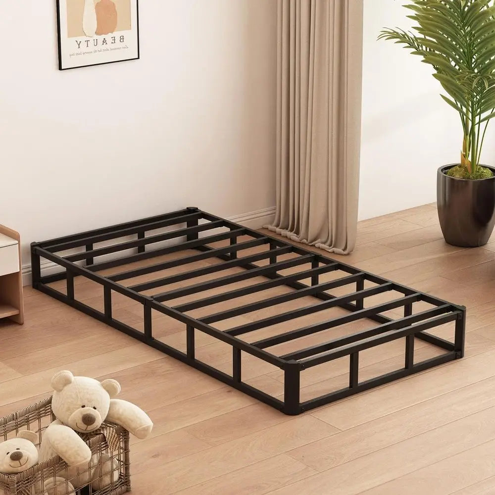 Somier para cama individual de 8 pulgadas, de metal de perfil alto con funda de tela, base resistente para colchón, fácil de montar