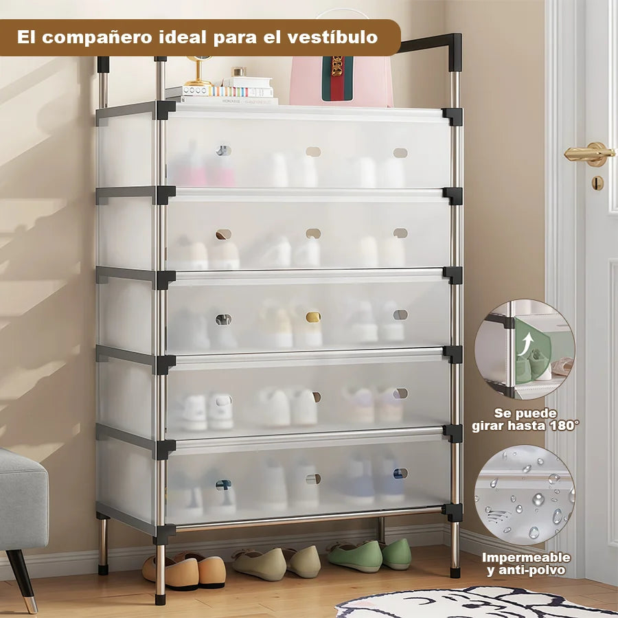 Zapatero antideslizante de 6 niveles, zapatero sencillo para el portal de la casa