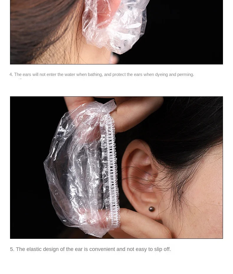 100 Uds cubierta de oreja desechable Protector de oreja para gorros para teñir el cabello orejeras de ducha de baño herramientas de peluquería accesorios de peluquería