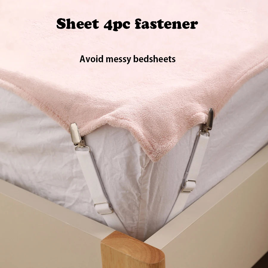 Clips para Sábanas, Juego de 4 Correas Ajustables para Sujetar Sábanas, Clips Elásticos para Ropa de Cama, Sujetadores para el Hogar y Hoteles