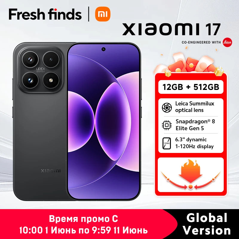 【Versión Global】 Xiaomi 17 Smartphone 5G 12GB RAM Batería de 6330mAh Cámara Leica de 50MP HyperCharge de 100W Snapdragon ®   8 Elite Gen 5