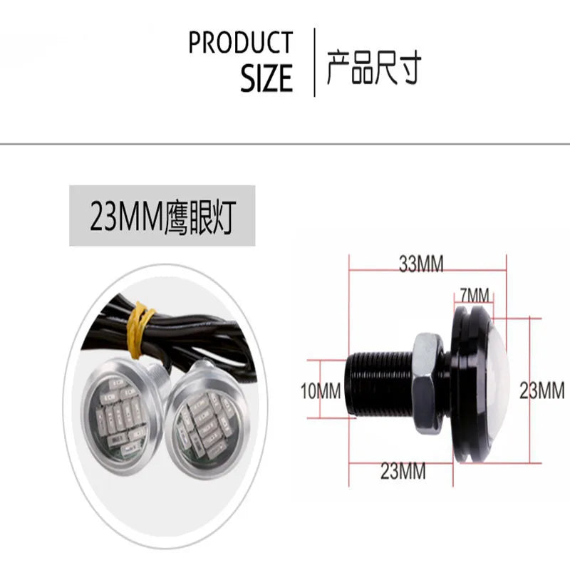 10 Uds 23mm Eagle Eye 4014 12SMD 12V bombilla antiniebla DRL para coche lámpara de señal de estacionamiento de respaldo de marcha atrás automática