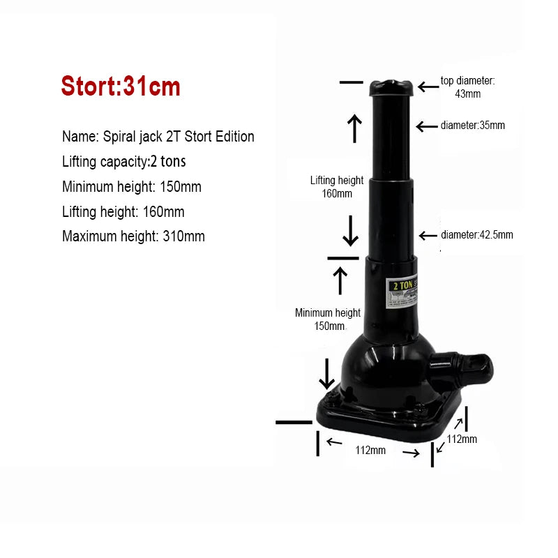 Conector de tornillo de alta calidad, doble sección, 2 toneladas, conector manual Vertical, mantenimiento de vehículos, parte superior mecánica, parte superior profesional