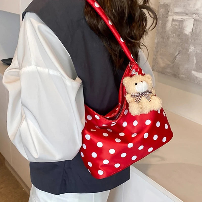 1 bolso de hombro de lunares de Color puro, bolsos de moda para mujer, bolsos de cubo Retro Chic, bolso de mano de estilo coreano a la moda