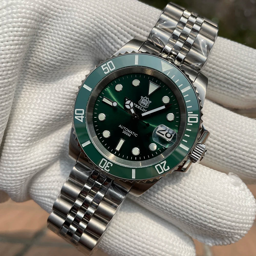 STEELDIVE SD1953 41MM clásico agua fantasma calendario lupa NH35 movimiento mecánico BGW9 superluminoso 30Bar reloj impermeable