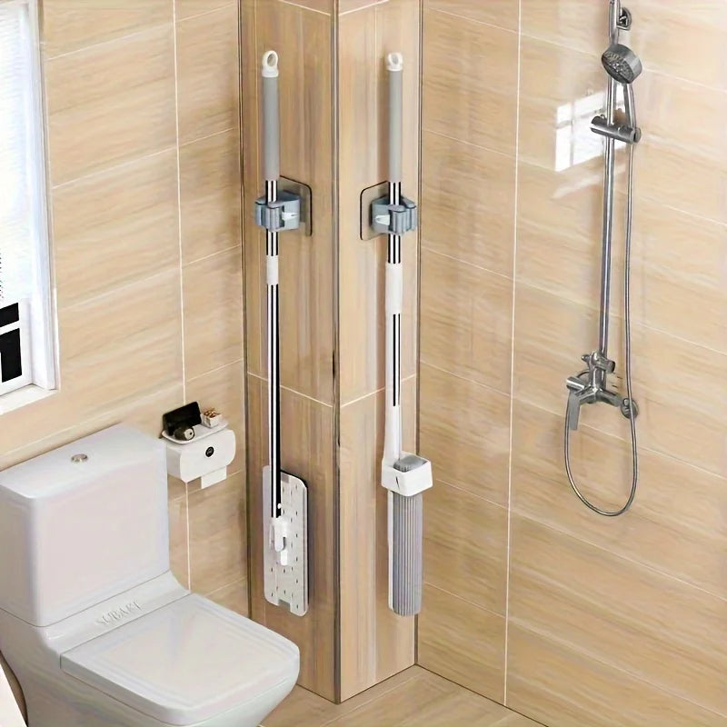 2 Soportes de Almacenamiento para Fregonas, Barra Colgante de Succión para Baño, Soporte de Fregona sin Rastro, Colgador de Escobas Montado en Pared, Soporte de Fregona Resistente al Agua