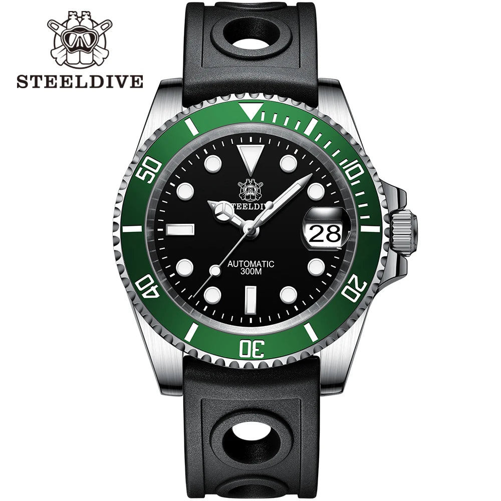 STEELDIVE SD1953 41MM clásico agua fantasma calendario lupa NH35 movimiento mecánico BGW9 superluminoso 30Bar reloj impermeable