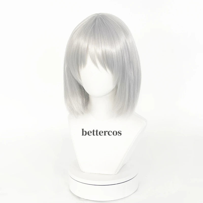 Sophie Hatter peluca corta plateada gris Bob pelo sintético resistente al calor Cosplay disfraz peluca + gorra
