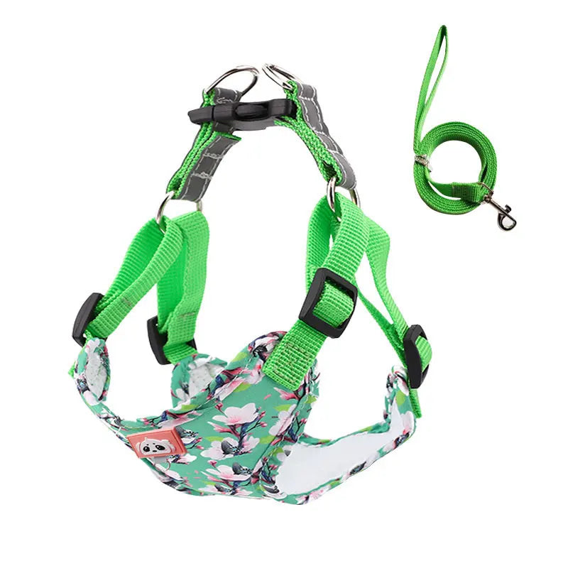 Conjunto de correa de arnés ajustable para perro, chaleco de Bulldog Francés, correa reflectante para cachorro y gato