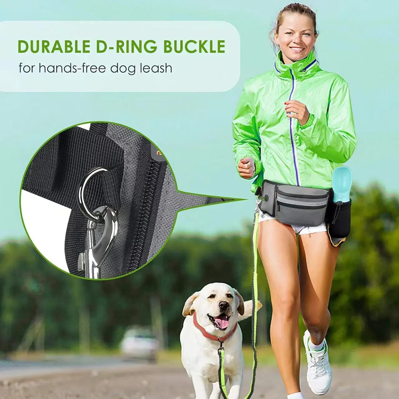 Riñonera de adiestramiento al aire libre con bolsa de golosinas de entrenamiento para perros desmontable, riñonera reflectante para caminar con mascotas, almacenamiento de correa para correr