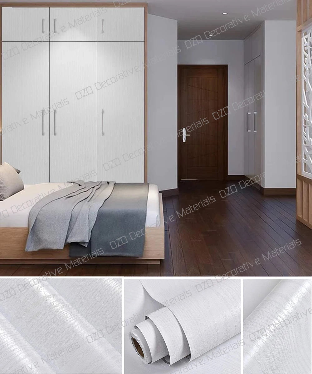 Papel tapiz impermeable de Color sólido, autoadhesivo para habitación, armario blanco y negro, pegatina de pared mate para muebles de cocina, ancho personalizable