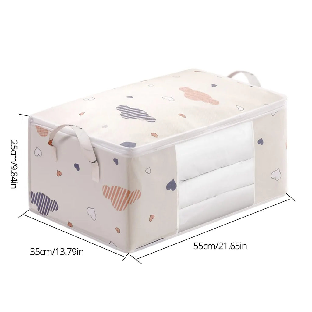 Bolsa de almacenamiento de ropa de gran capacidad, organizador con mango reforzado, adecuado para mantas, ropa de cama, plegable con cremallera resistente