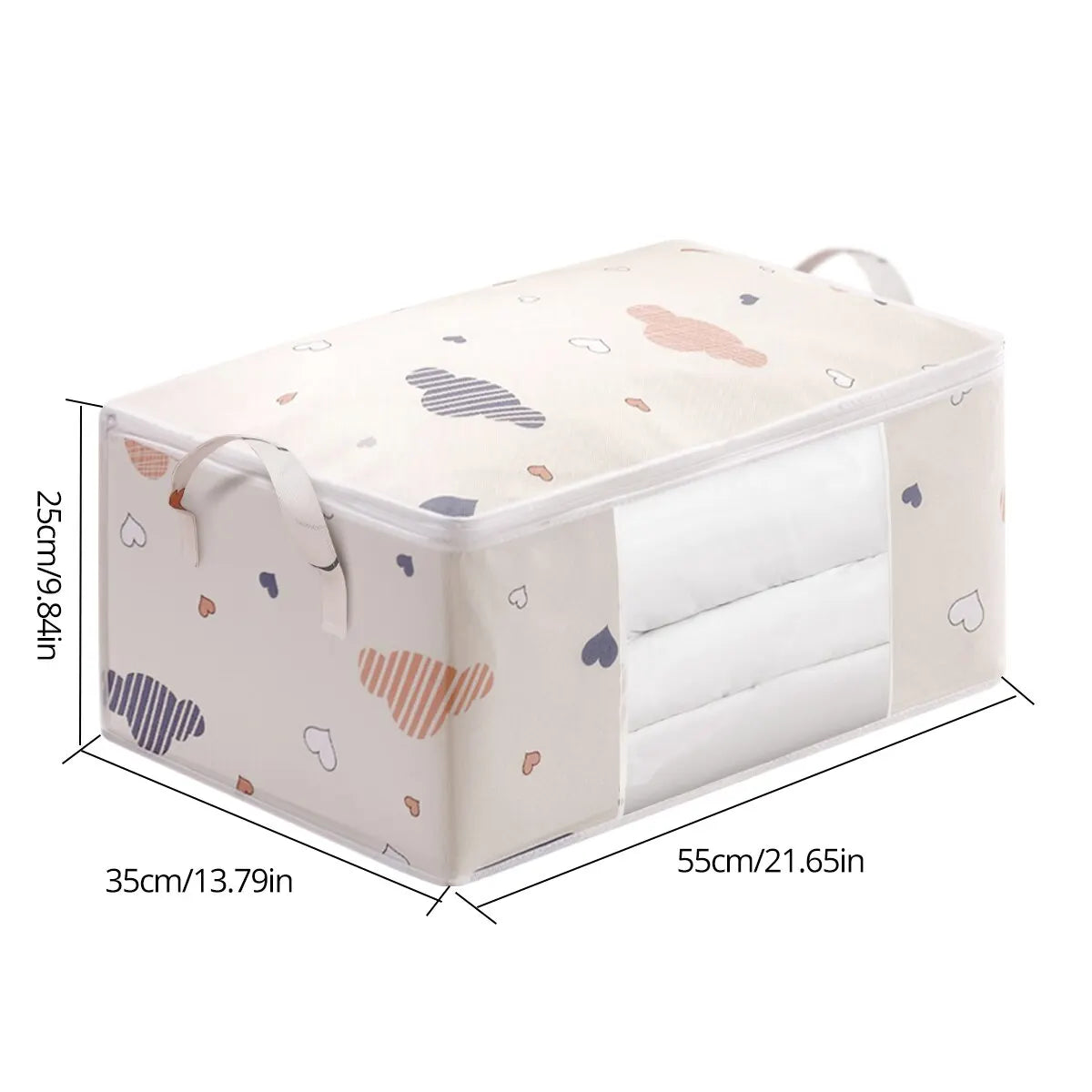 Bolsa de almacenamiento de ropa de gran capacidad, organizador con mango reforzado, adecuado para mantas, ropa de cama, plegable con cremallera resistente