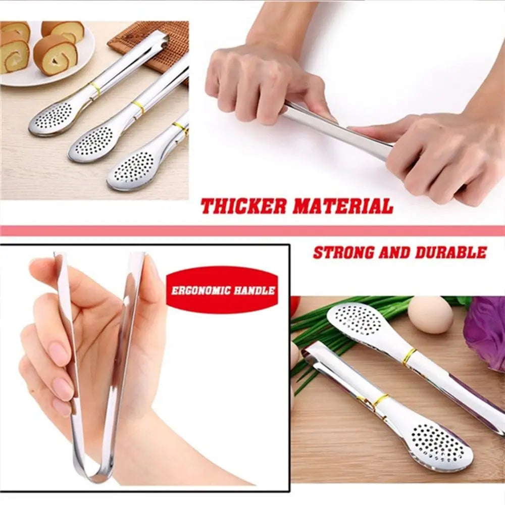 Utensilios de Cocina, Pinzas para Servir Ensaladas Resistentes al Calor, Pinzas para Barbacoa, Pinzas para Buffet, Pinzas para BBQ de Acero Inoxidable