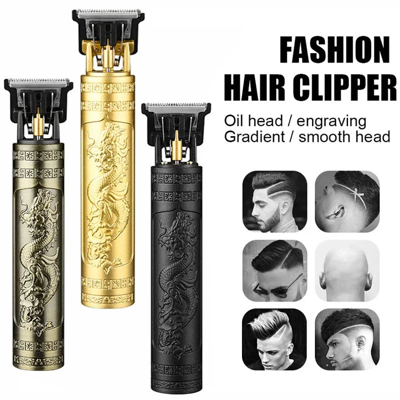 Máquina para cortar cabello T9, cortadora de pelo Vintage, afeitadora de carga rápida USB, cortadora de pelo inalámbrica para peluquero, Barbe para hombres