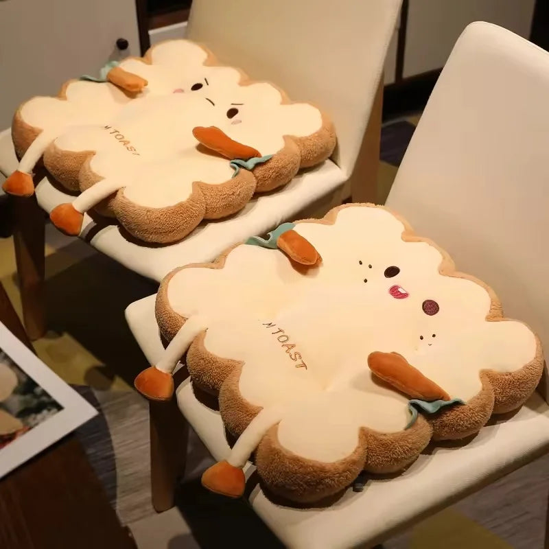 Cómoda cojín para asiento y respaldo con forma de tostada de dibujos animados – Almohada antifatiga lavable para el hogar/oficina/coche (regalo perfecto para Navidad)