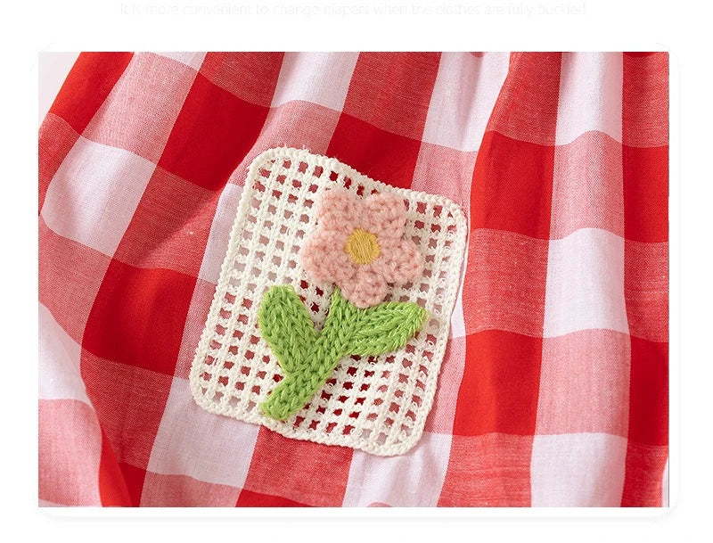 ZOETOPKID-Body para bebé de 0 a 24 meses, ropa sin mangas a cuadros con bordado Floral, de una pieza, para verano