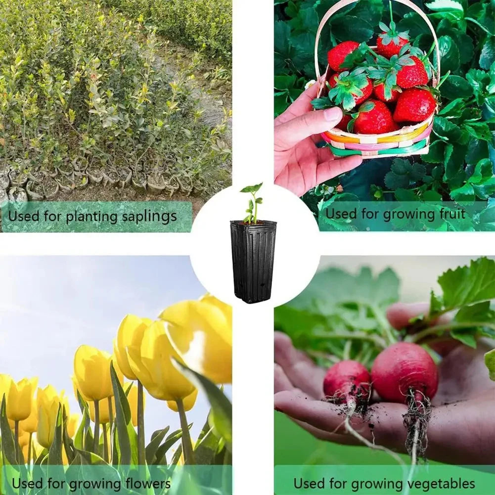 Semilla de plantas cuadrada alta, taza para plantar, maceta de plástico para vivero profundo, contenedor para plantas y flores, bolsas para cultivo de trasplante de jardín