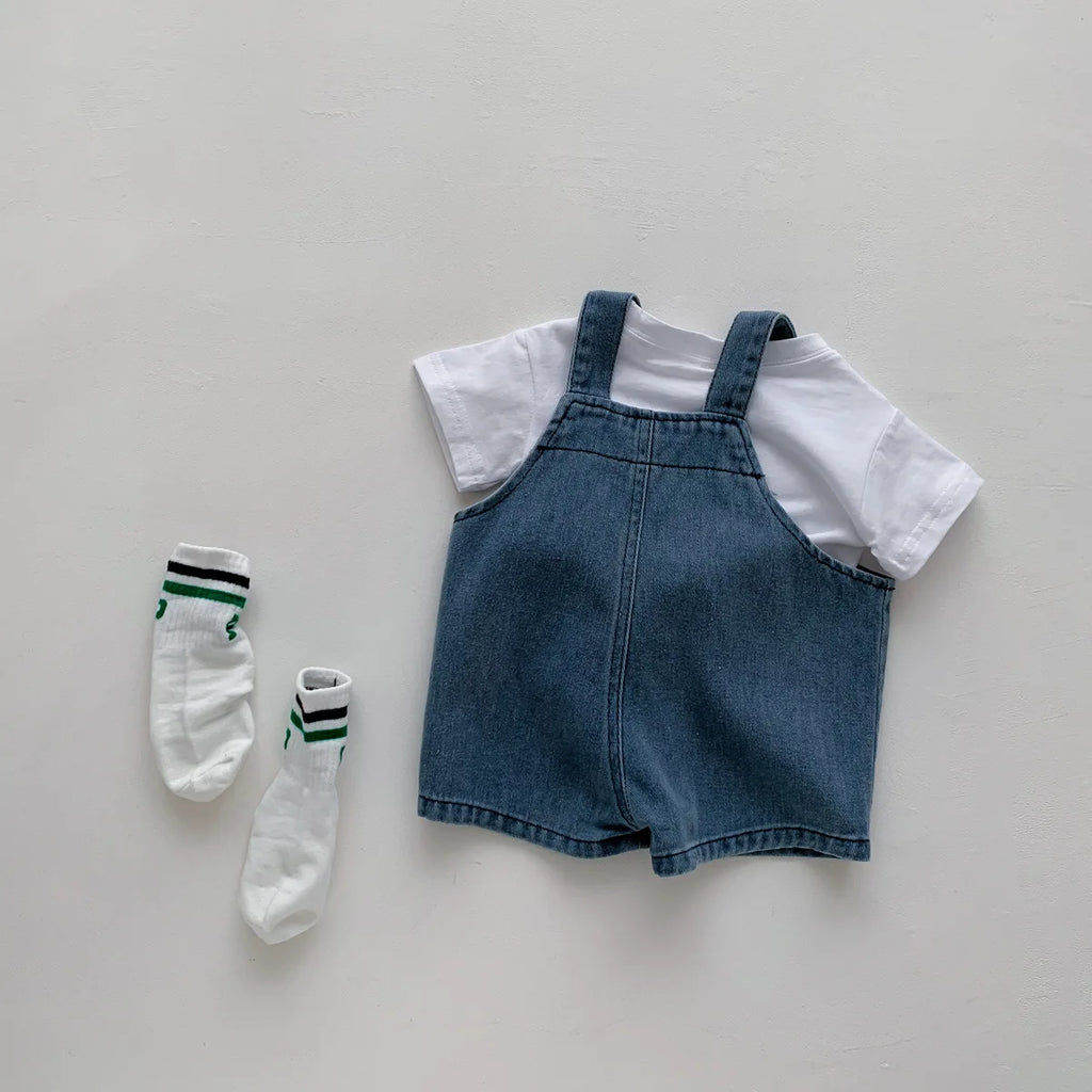 Conjunto de Ropa de Verano ZOETOPKID para Bebés, Traje para Niños y Niñas, Camiseta Infantil y Overol de Mezclilla, Mameluco para Recién Nacidos
