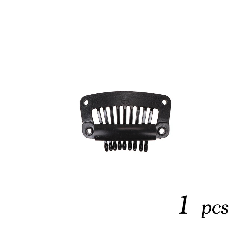 Clips de peluca de plástico negro de 32Mm, Clip a presión utilizado para extensiones de cabello, postizos de trama, pelucas, pinzas para el cabello grandes, herramientas de estilismo, accesorios para peluca