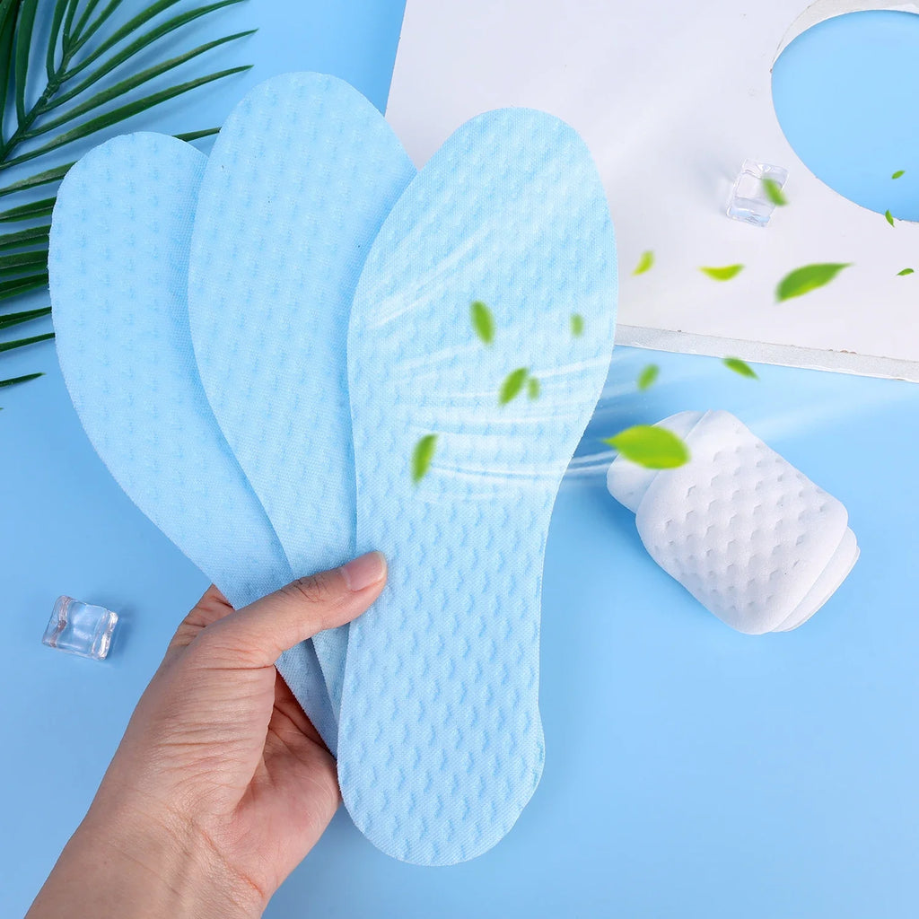 Plantillas de sensación fresca para hombre y mujer, almohadillas suaves para absorber el sudor, desodorización, calzado deportivo transpirable, plantilla descalza de alta elasticidad, 1/3/5 pares