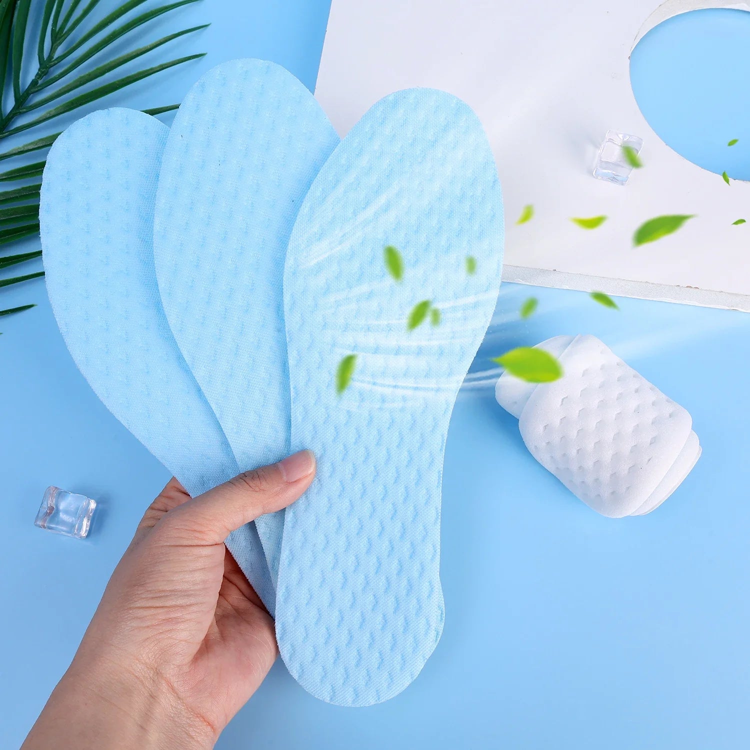 Plantillas de sensación fresca para hombre y mujer, almohadillas suaves para absorber el sudor, desodorización, calzado deportivo transpirable, plantilla descalza de alta elasticidad, 1/3/5 pares