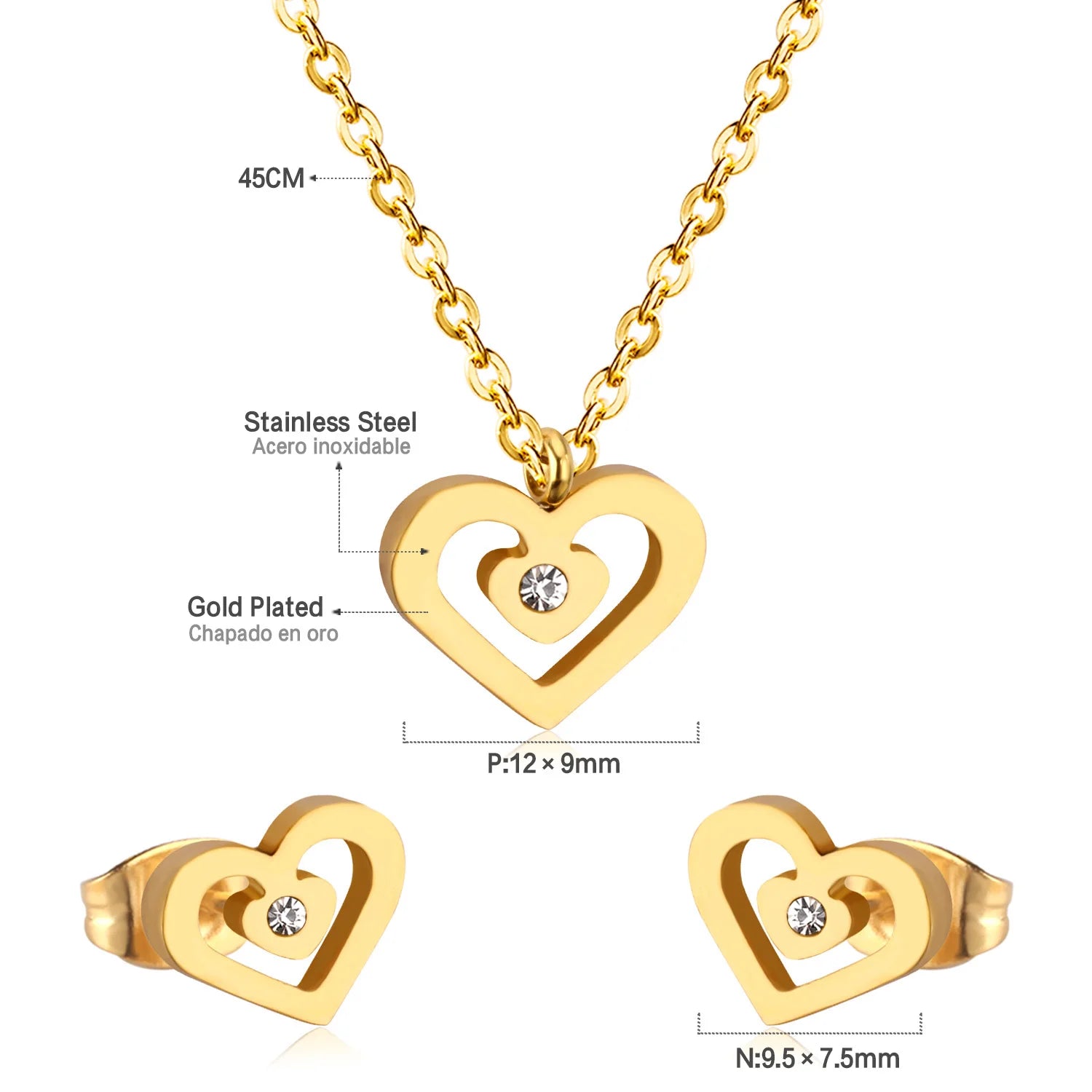 ASONSTEEL-collar con colgante de circonia y flor de corazón brillante para mujer, conjuntos de joyería de acero inoxidable, regalos delicados para uso diario
