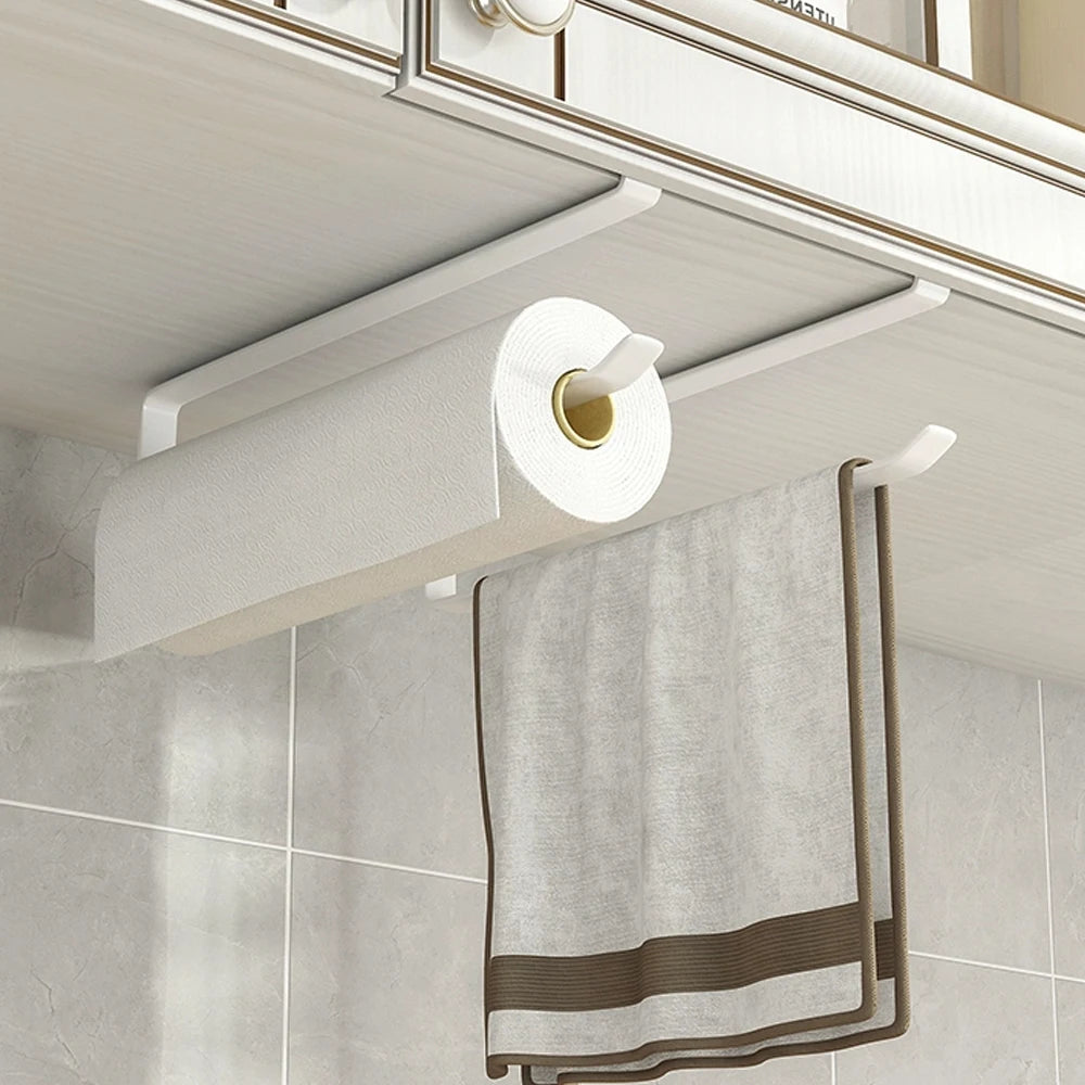 Soporte Simple para Rollo de Papel de Cocina, Colgador Metálico para Toallas, Organizador para Colgar Paños en el Armario, Estante para Papel Higiénico, Accesorio de Almacenamiento
